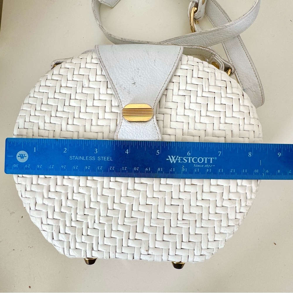 Vintage Nordstrom Made in Italy White Lacquered Wicker Hardcase Bag - Picture 5 of 16